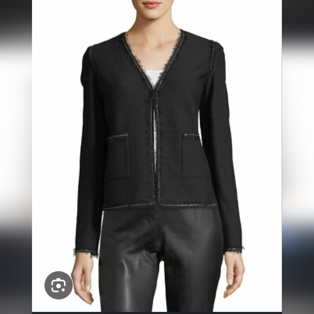 St John Collection Black Frayed Edge Jacket